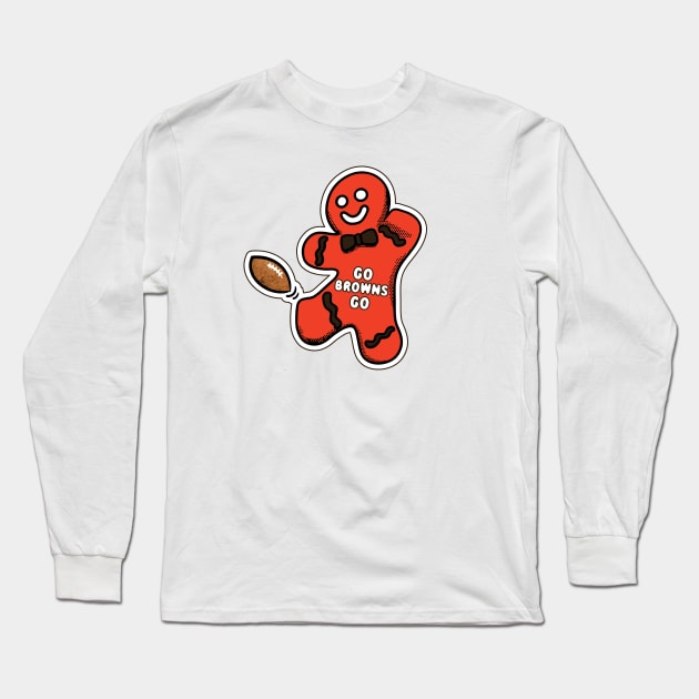 Cleveland Browns Gingerbread Man Long Sleeve T-Shirt by Rad Love